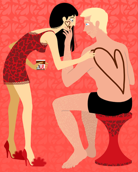Anna Lubinski - Illustration de Saint Valentin couple et Nutella