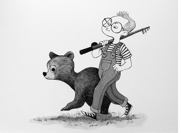 Anna Lubinski - Illustration - Inktober - Boy and bear