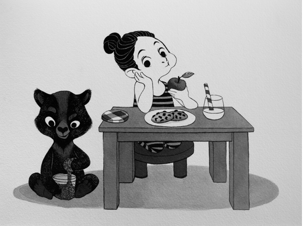 Anna Lubinski - Illustration - Inktober - Girl and bear